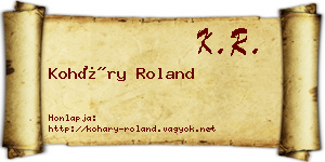 Koháry Roland névjegykártya